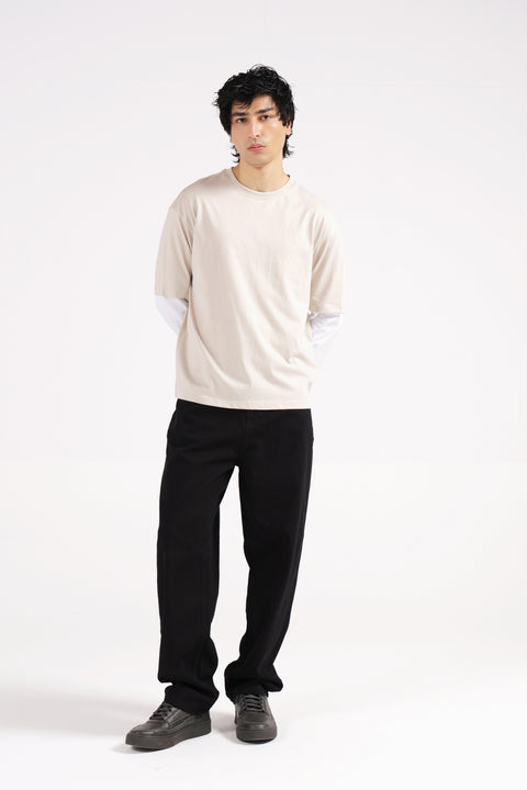 RELAXED FIT CONTRAST SLEEVE TEE