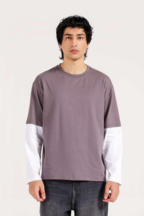 RELAXED FIT CONTRAST SLEEVE TEE