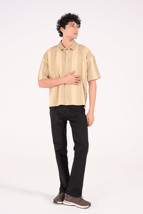 BOXY FIT BUTTON DOWN MESH POLO