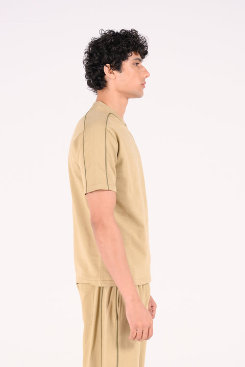 CONTRAST BINDING CREW NECK TEE