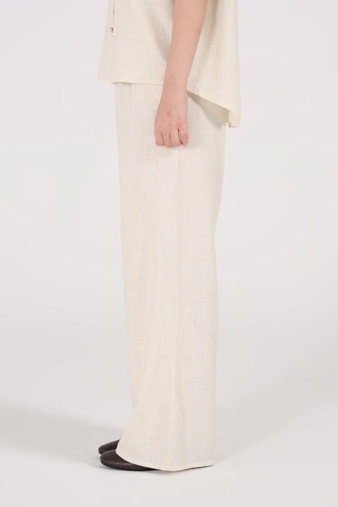LINEN WIDE LEG TROUSERS