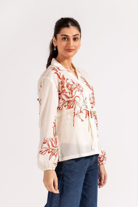 PRINTED PEPLUM TOP