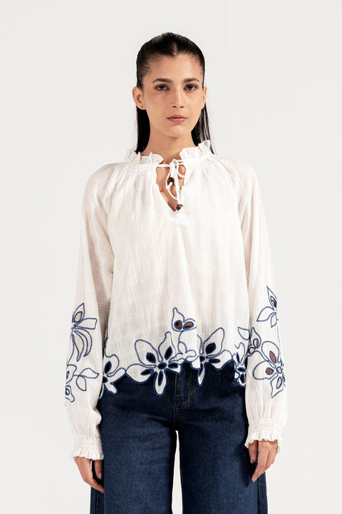 EMBROIDERED RAGLAN TOP