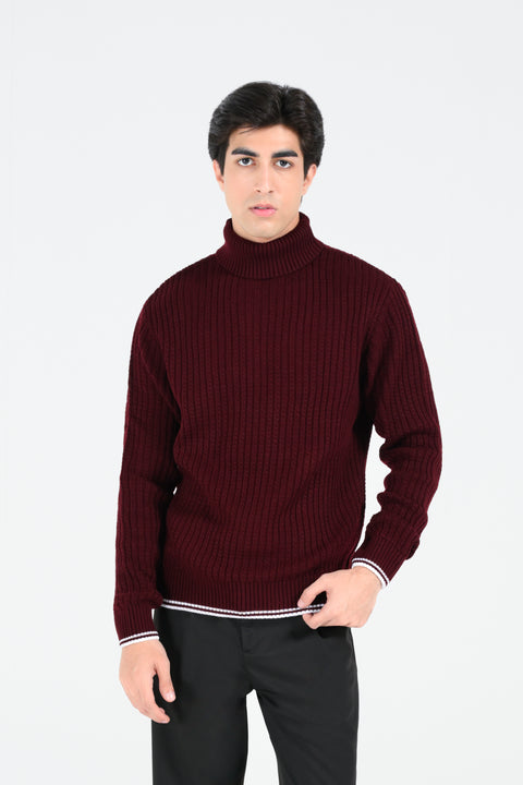 TEXTURED HIGH NECK SWEATER