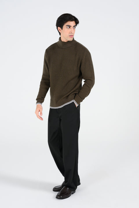 TEXTURED HIGH NECK SWEATER