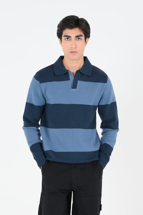 STRIPED POLO SWEATER