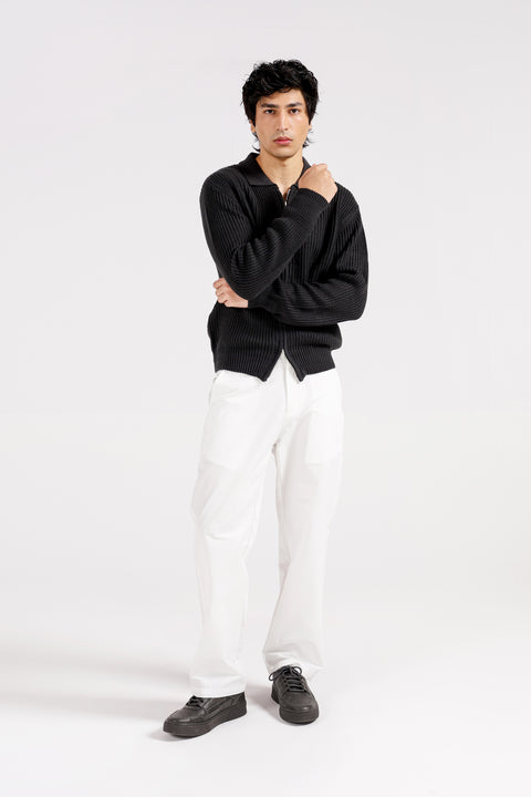 FULL ZIP POLO SWEATER