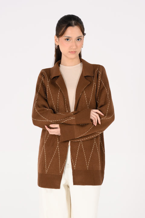 ARGYLE CARDIGAN WITH NOTCH COLLAR