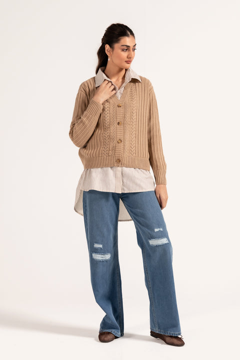 EYELET DETAIL CARDIGAN