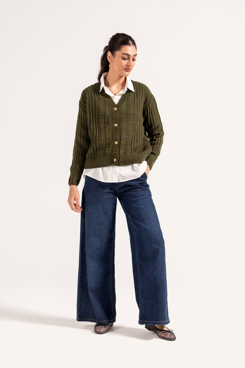 EYELET DETAIL CARDIGAN