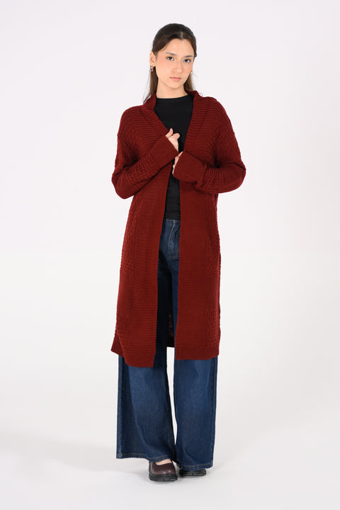 FOLD-OVER COLLAR CARDIGAN