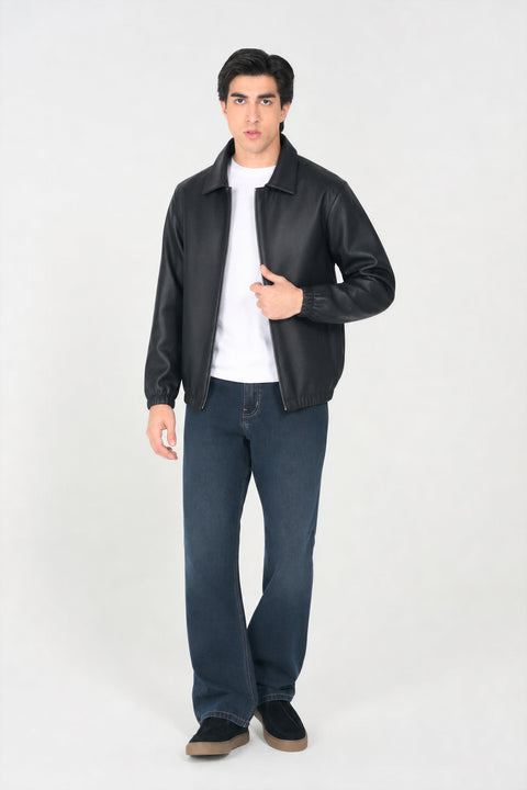 FAUX LEATHER BOMBER JACKET