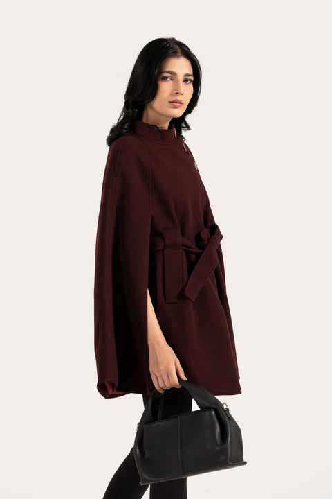 CAPE COAT WITH BELT DETAIL