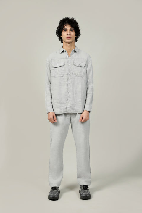 BAGGY FIT BUTTON DOWN RIPPLE SHIRT