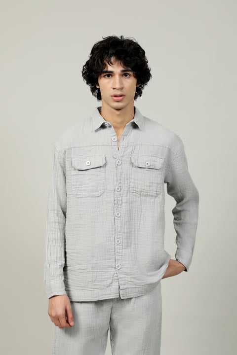 BAGGY FIT BUTTON DOWN RIPPLE SHIRT