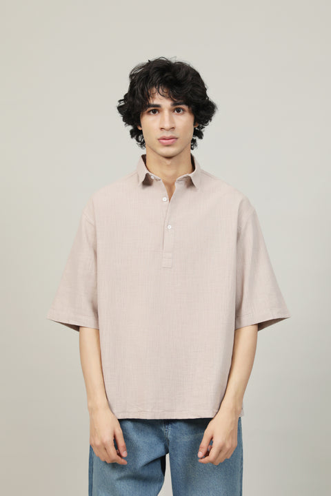 BAGGY FIT TEXTURED POLO SHIRT