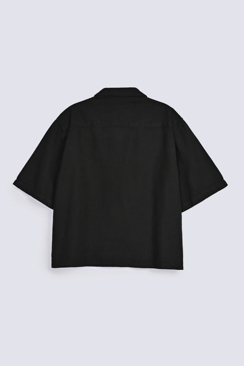 BOXY FIT RESORT COLLAR LINEN SHIRT