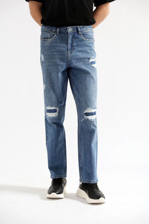 ORIGINAL STRAIGHT FIT RIPPED DENIM