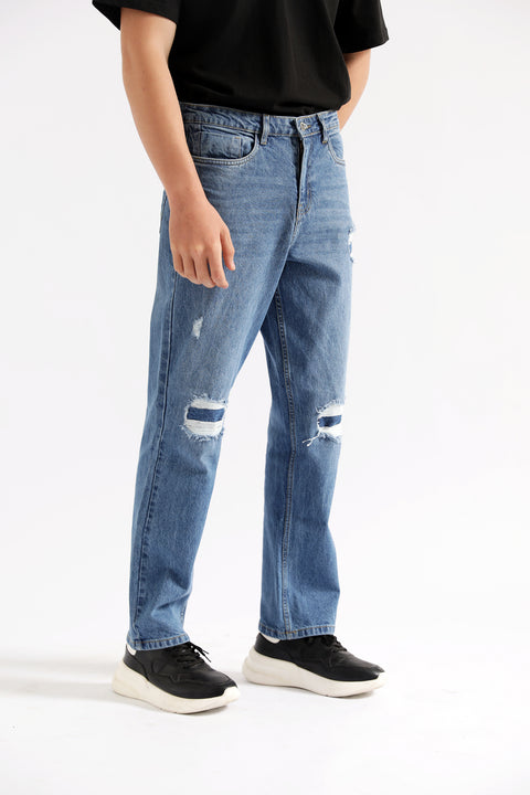 ORIGINAL STRAIGHT FIT RIPPED DENIM
