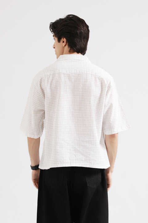 BOXY FIT RESORT COLLAR CHECK SHIRT
