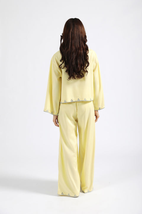 EMBROIDERED WIDE LEG PANTS