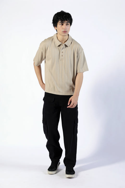 BOXY FIT TEXTUTRED POLO
