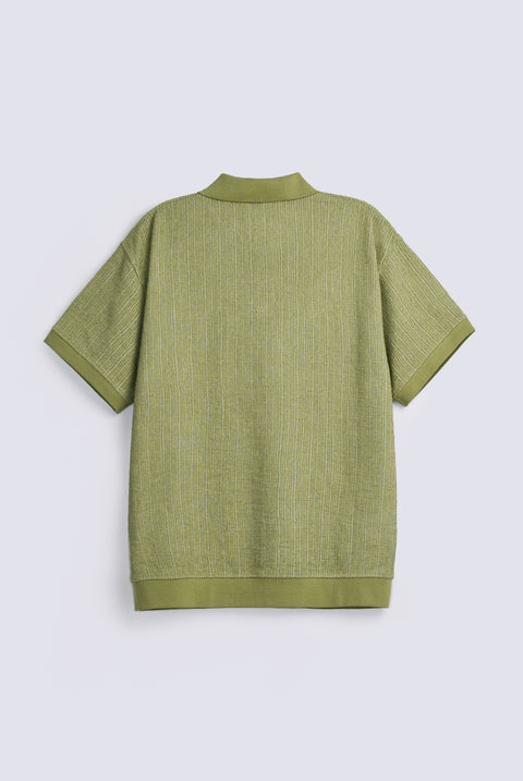 BAGGY FIT TEXTURED JOHNNY COLLAR POLO