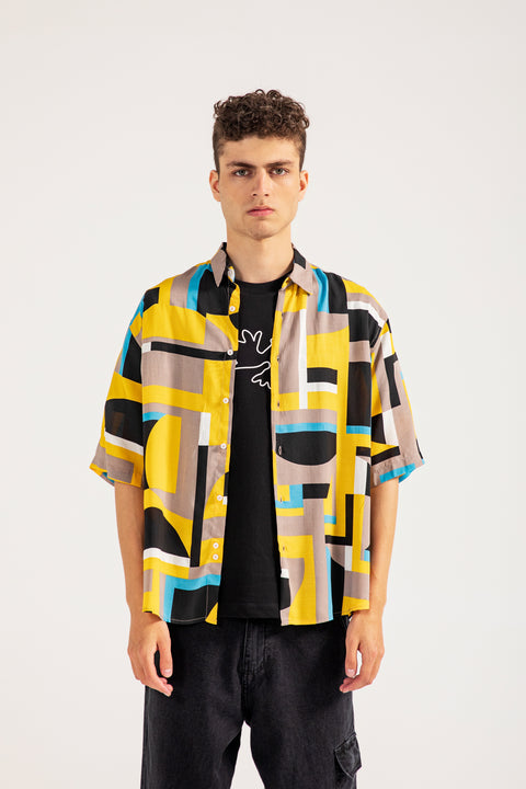 BAGGY FIT RESORT COLLAR PRINTED SHIRT