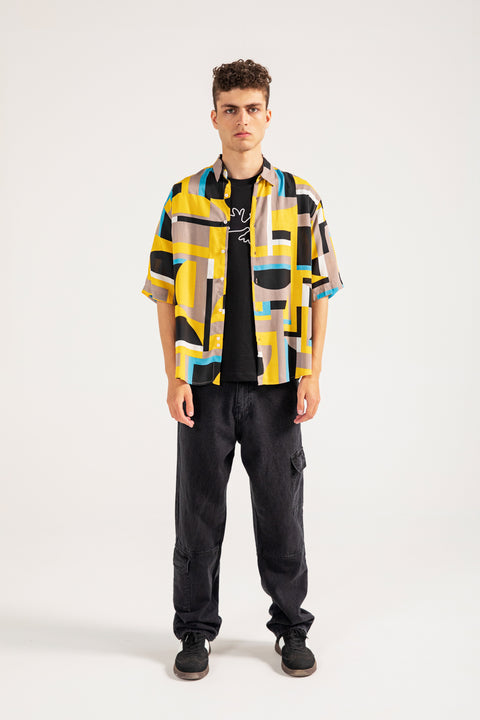 BAGGY FIT RESORT COLLAR PRINTED SHIRT