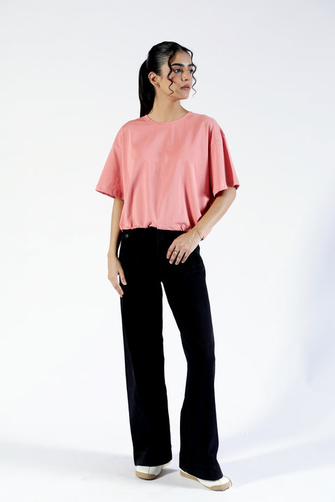 CROPPED TEE WITH HEM DETAILS