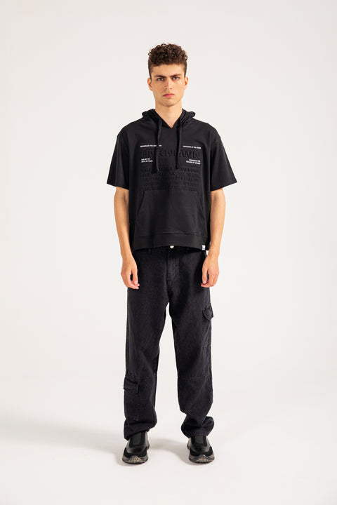 BOXY FIT EMBOSSED GRAPHIC HOODIE TEE