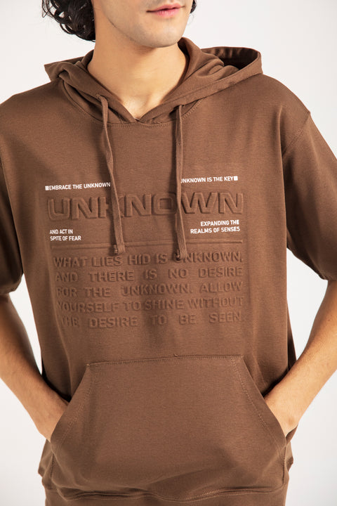 BOXY FIT EMBOSSED GRAPHIC HOODIE TEE