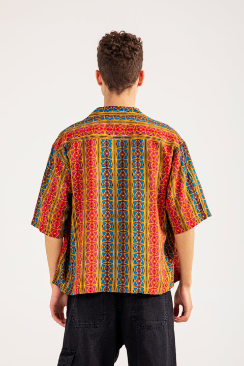 RESORT COLLAR PRINTED BOXY FIT SHIRT