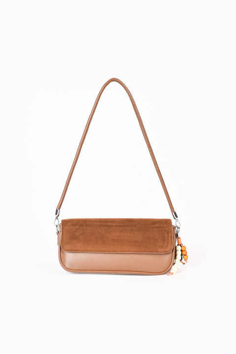 SUEDE FLAP OBLONG BAG