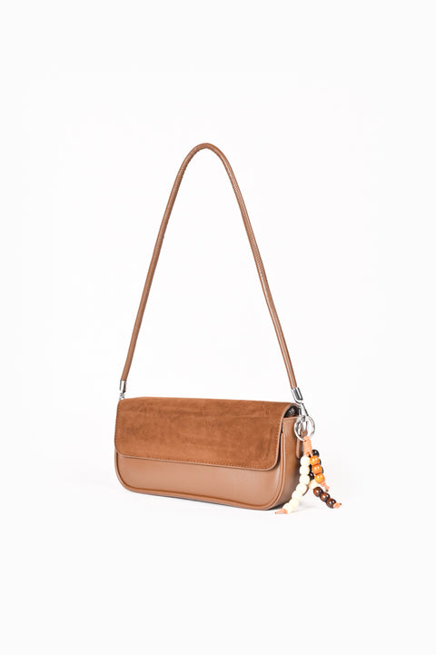 SUEDE FLAP OBLONG BAG