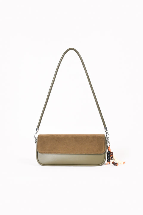 SUEDE FLAP OBLONG BAG