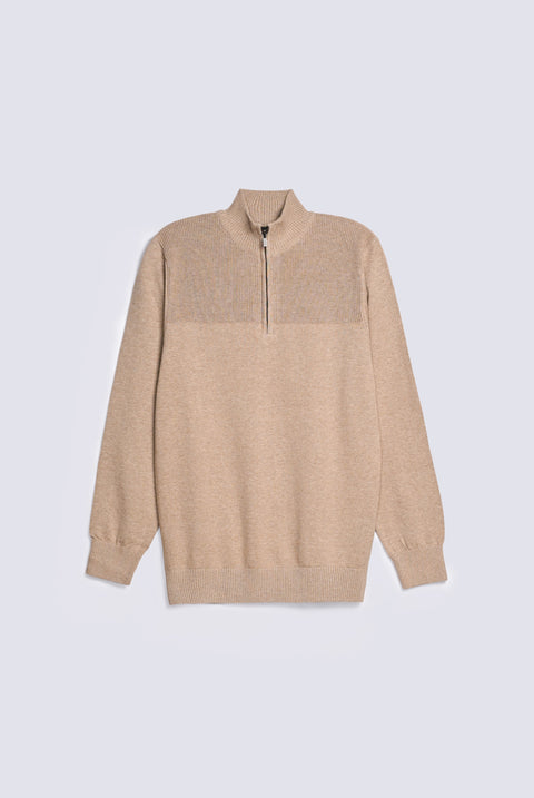 FULL SLEEVE ZIP PLACKET KNITTED POLO