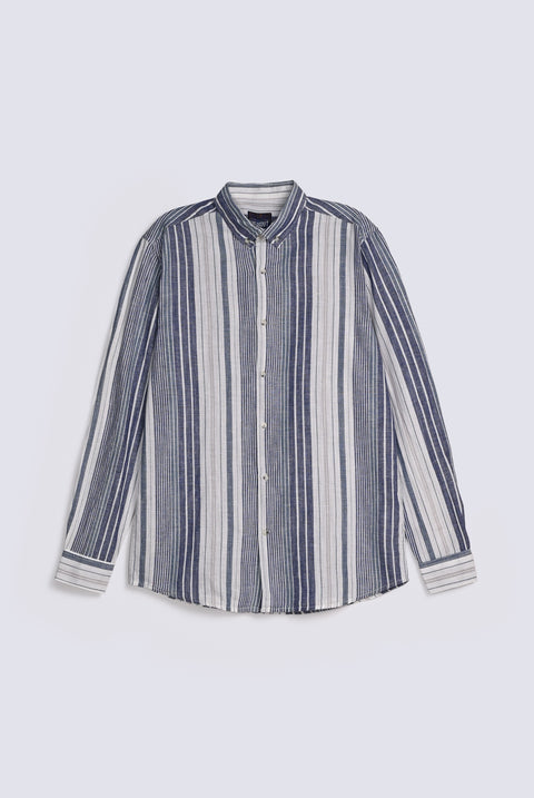 BUTTON DOWN LINEN STRIPED SHIRT