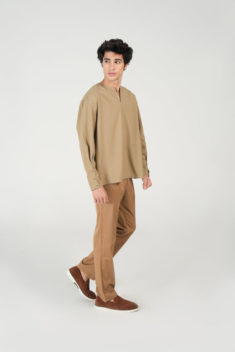 BAGGY FIT KURTA SHIRT WITH CUFF PLACKET DETAIL