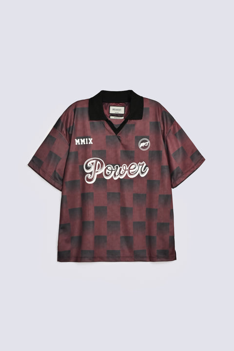 BAGGY FIT JOHNNY COLLAR TEXTURED PRINTED POLO