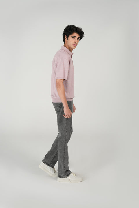 RELAXED FIT TEXTURED KNITTED POLO