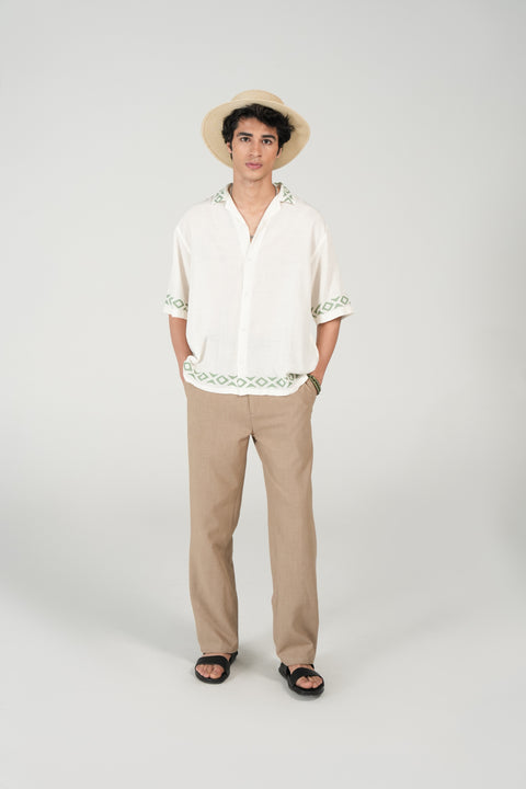 BAGGY FIT RESORT COLLAR PRINTED SHIRT