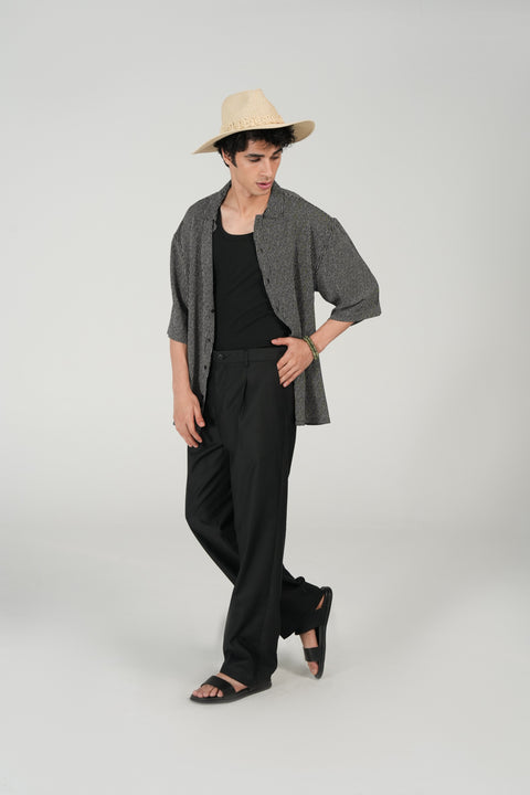 BAGGY FIT TEXTURED STRIPED SHIRT