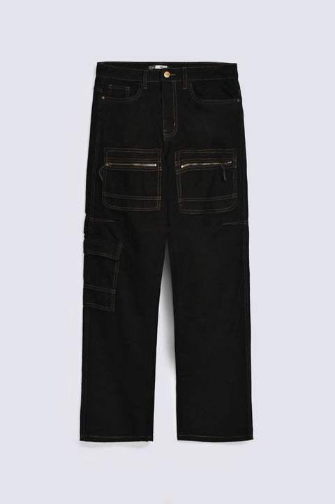 WIDE LEG FIT CARGO DENIM