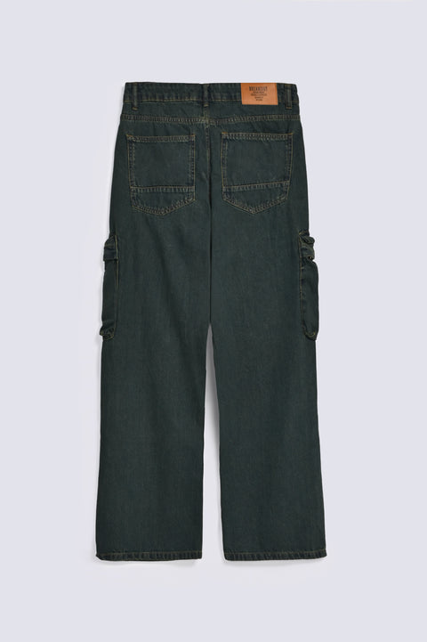WIDE LEG FIT CARGO DENIM