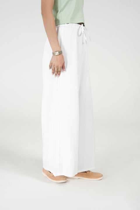 WIDE LEG PLEATED PANTS WITH DRAW CORDS
