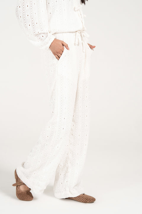 SCHIFFLI WIDE LEG TROUSERS