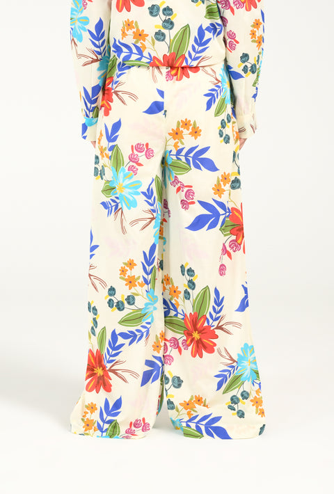 PRINTED FLORAL WIDE LEG TROUSER