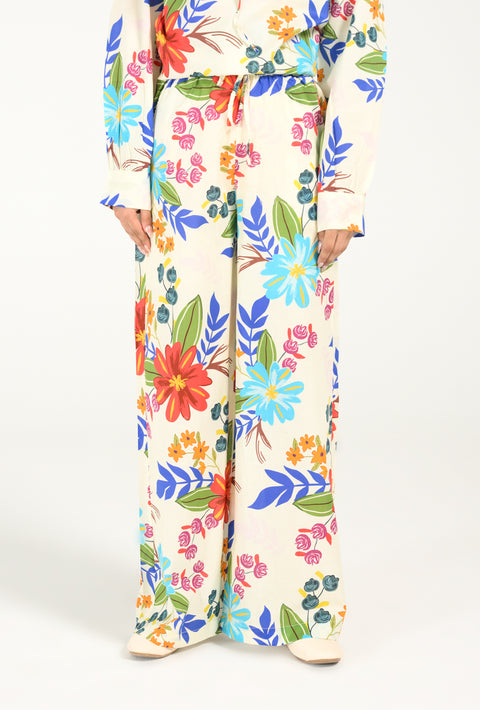 PRINTED FLORAL WIDE LEG TROUSER