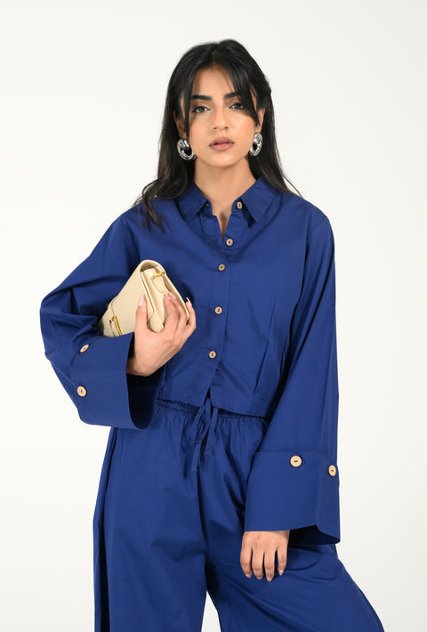 CROPPED BUTTON DOWN TOP